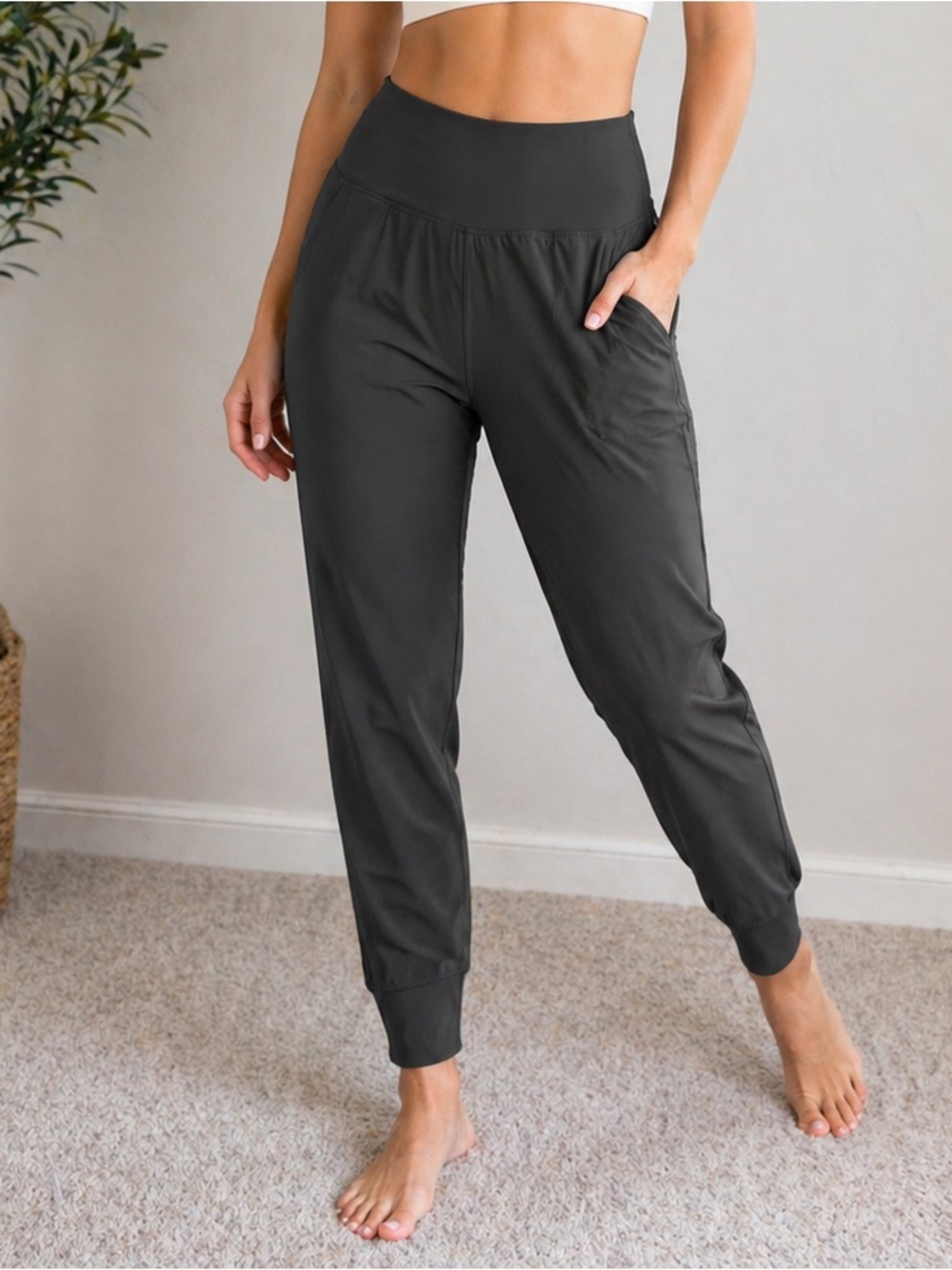 Old Navy Olive/Grey Powersoft Ankle High-Rise Jogger